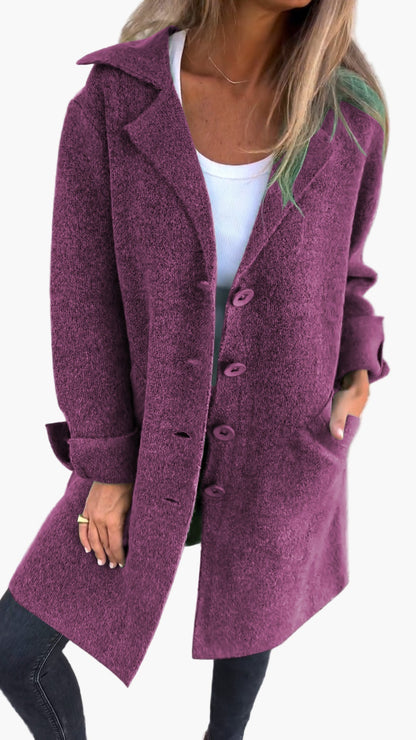 Damen Mantel Relaxed Fit Button Front
