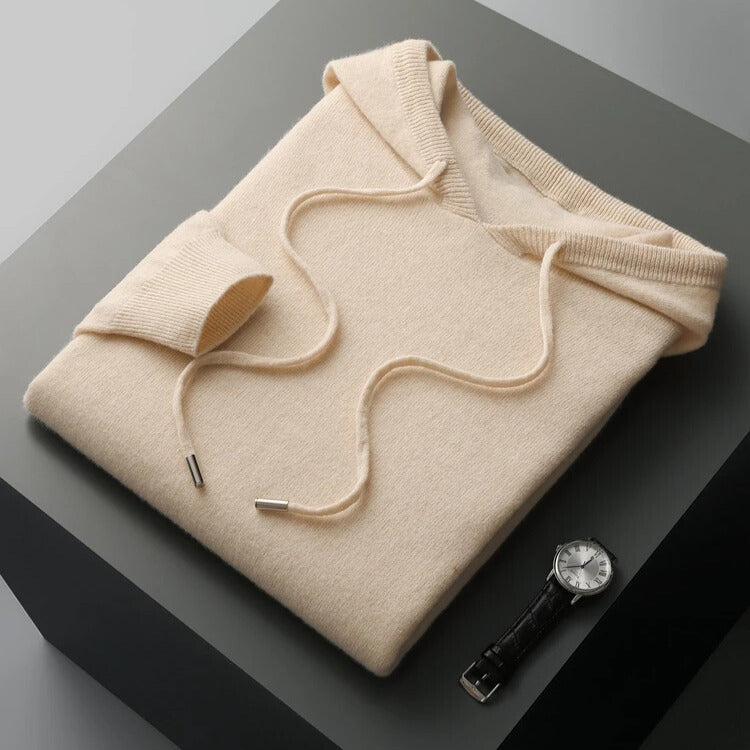 Herren Kaschmir-Hoodie Weich Beige