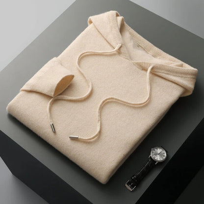 Herren Kaschmir-Hoodie Weich Beige