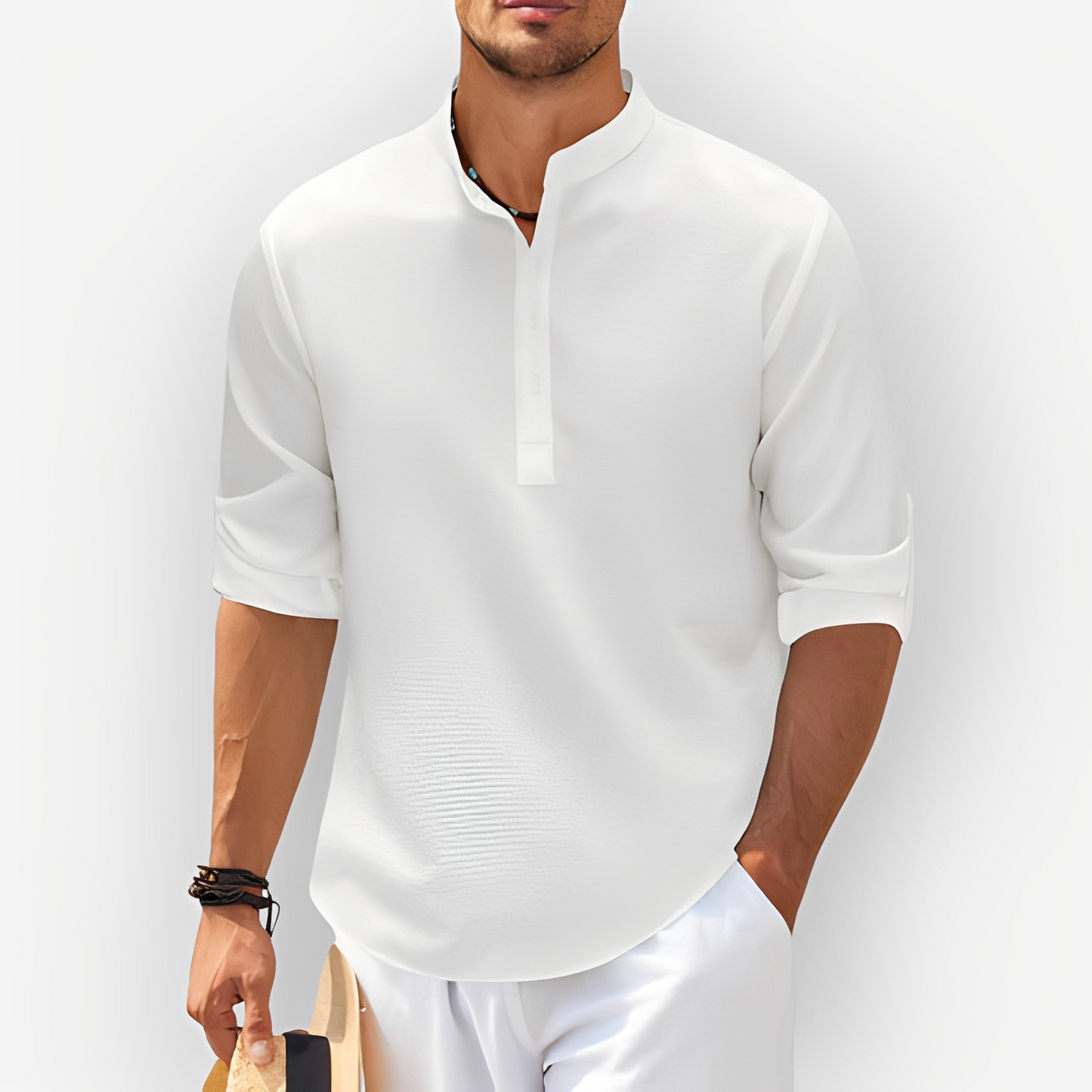 Perino Herren Sommerhemd Elegant Baumwolle Weiß