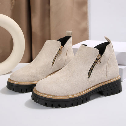 Damen Stiefeletten Reißverschluss Robust