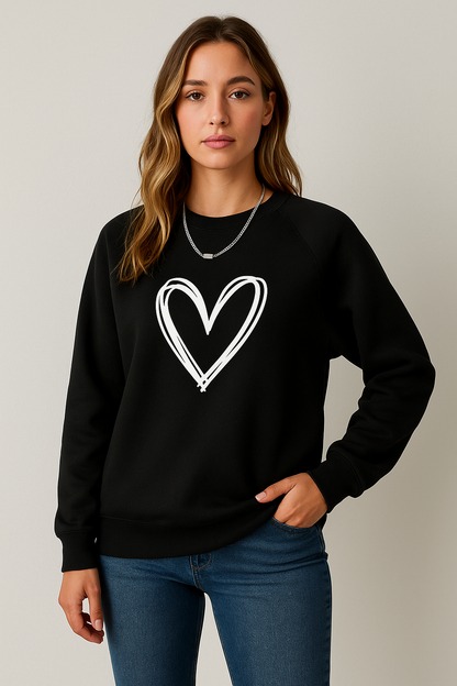 Damen Pullover Herzprint Weich Grün - Norvielle