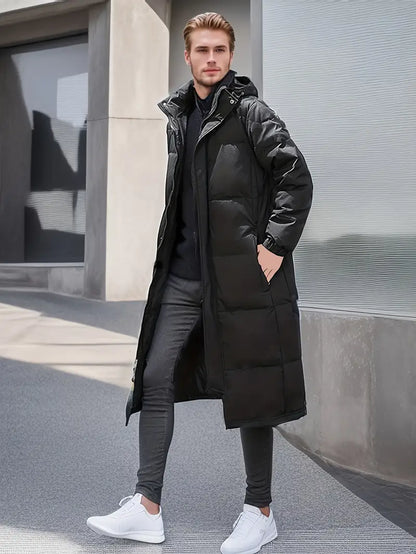 Herren Warme Gesteppte Winterjacke Lang