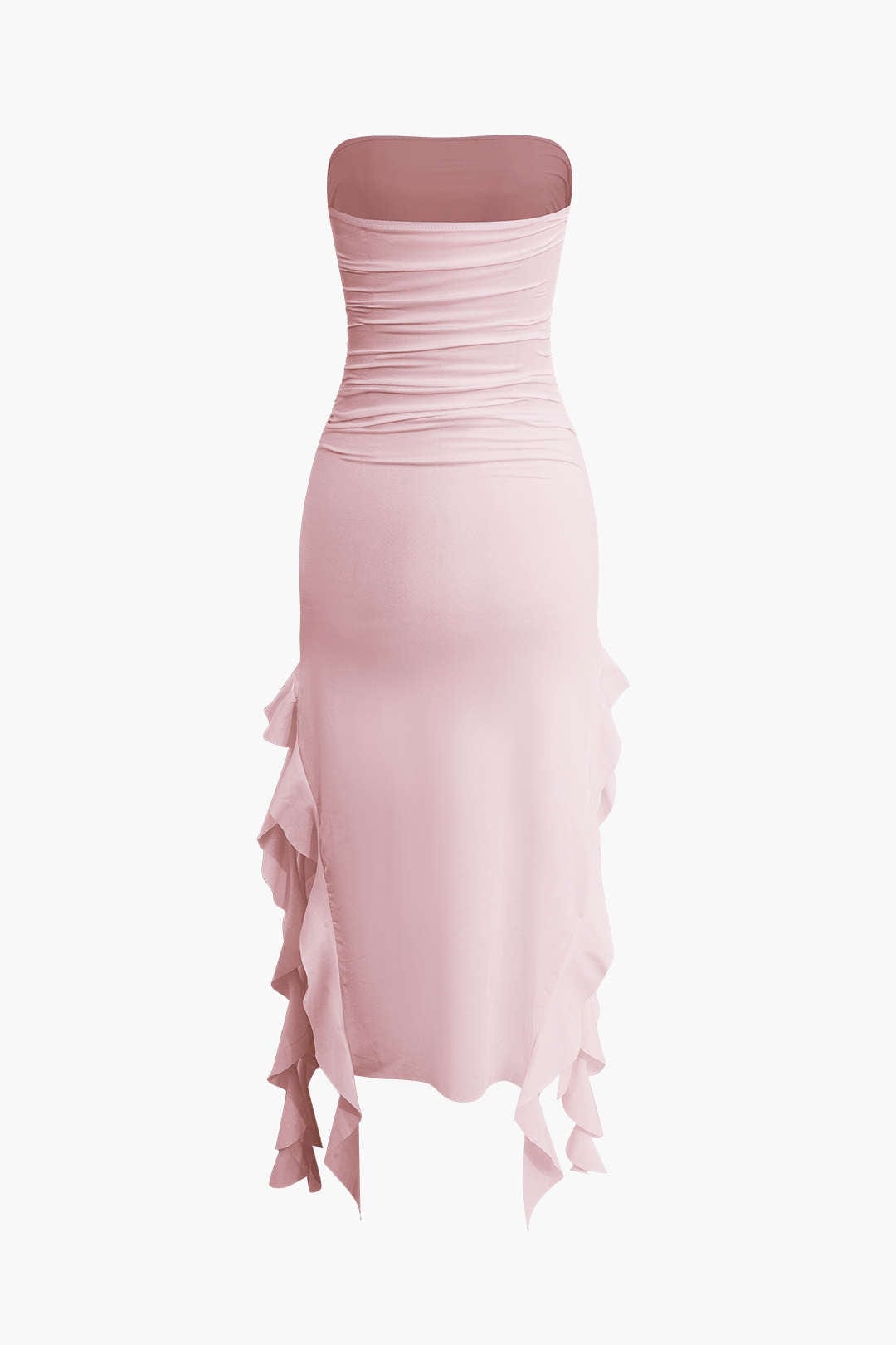 Damen Maxikleid Elegantes Bandeau-Design mit Volant-Details