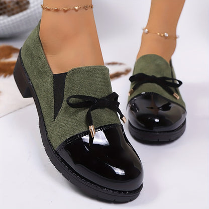 Damen Loafers Schleife Blockabsatz