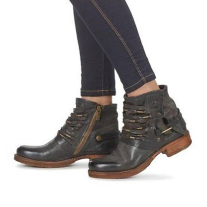 Damen Lässige Stiefeletten Mit Seitlicher Schnalle