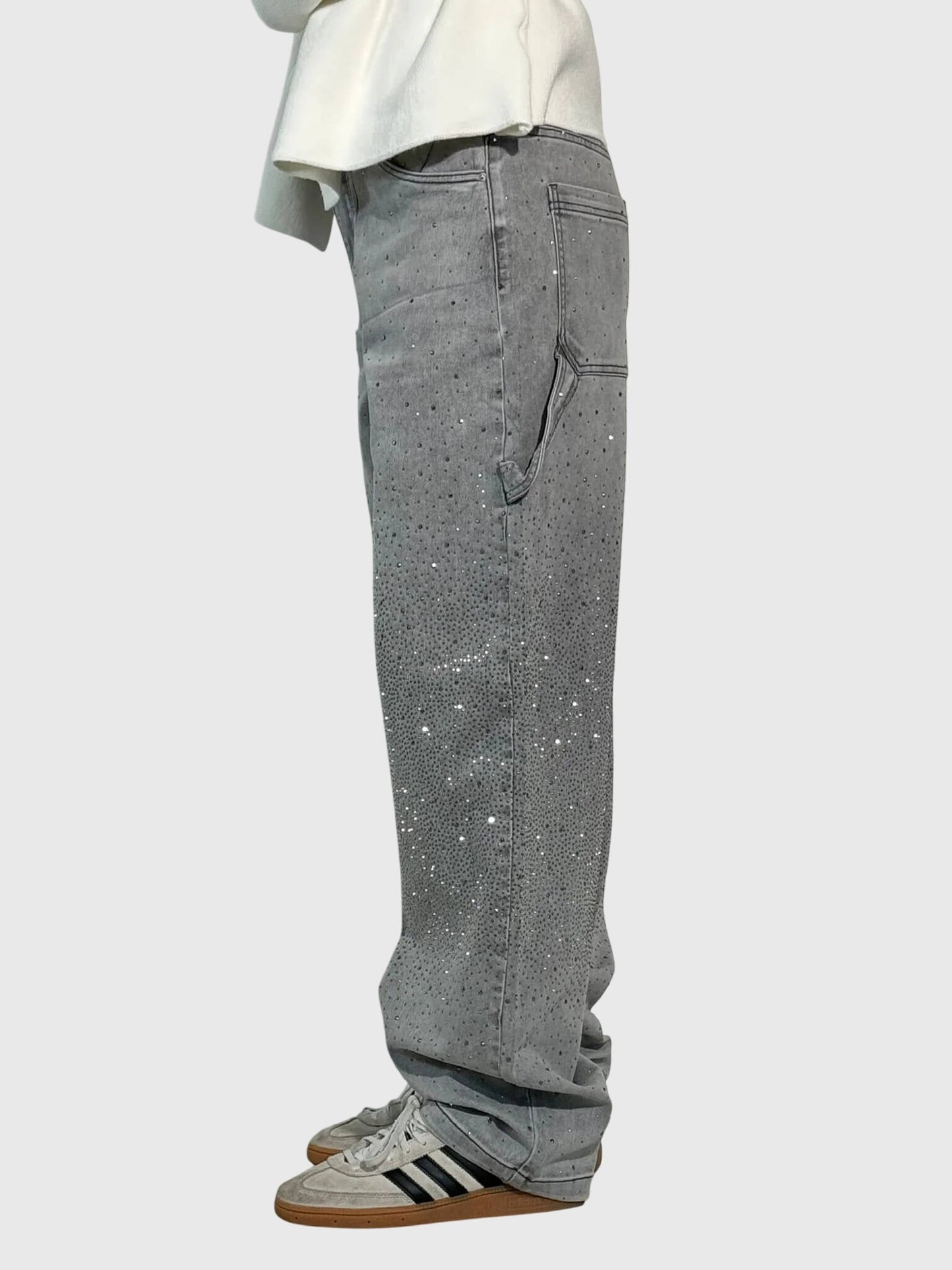 Damen Glänzende Diamant Jeanshose