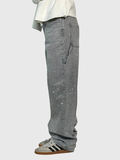 Damen Glänzende Diamant Jeanshose