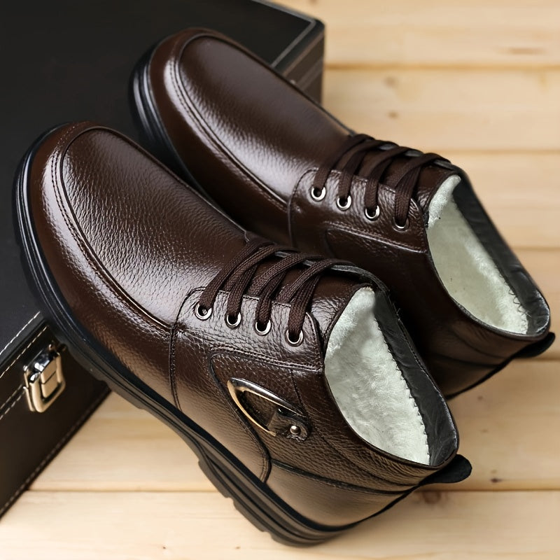 Herren Business Winterschuhe High- Leder Schnürung