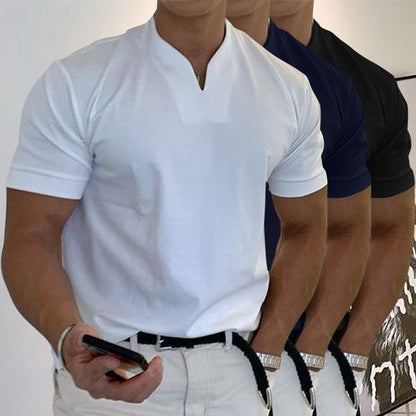 Herren Poloshirt Stehkragen Kurzarm