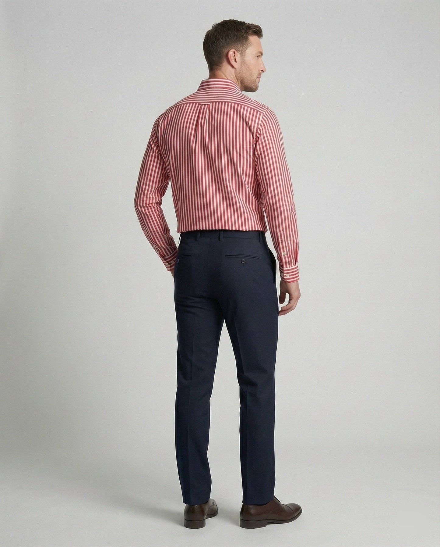 Herren Hemd Gestreift Elegant Baumwolle Weiss