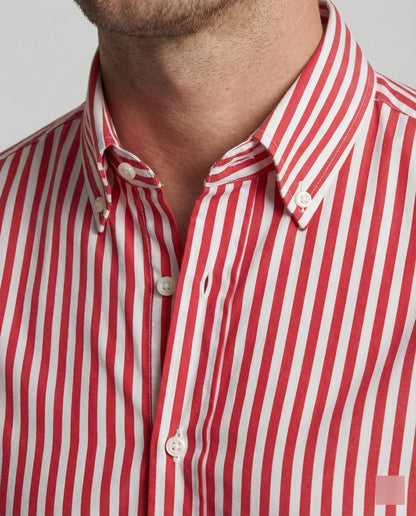 Herren Hemd Gestreift Elegant Baumwolle Weiss