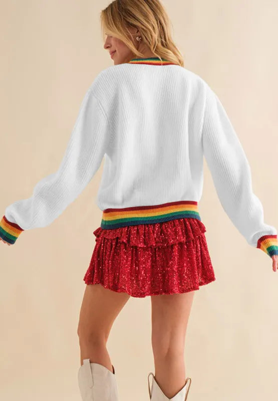Weihnachtspullover Bunt Regenbogenfarben