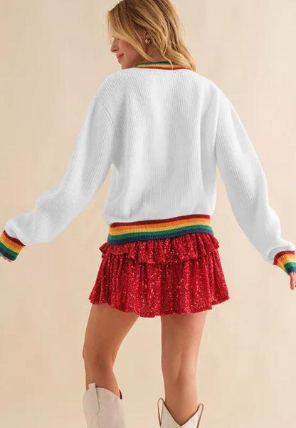 Weihnachtspullover Bunt Regenbogenfarben