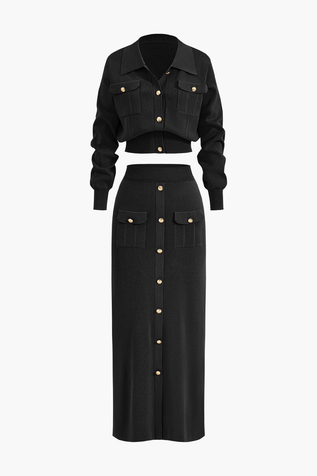 Damen Strick-Set Blazer Rock