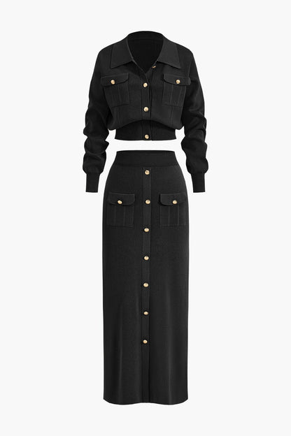 Damen Strick-Set Blazer Rock
