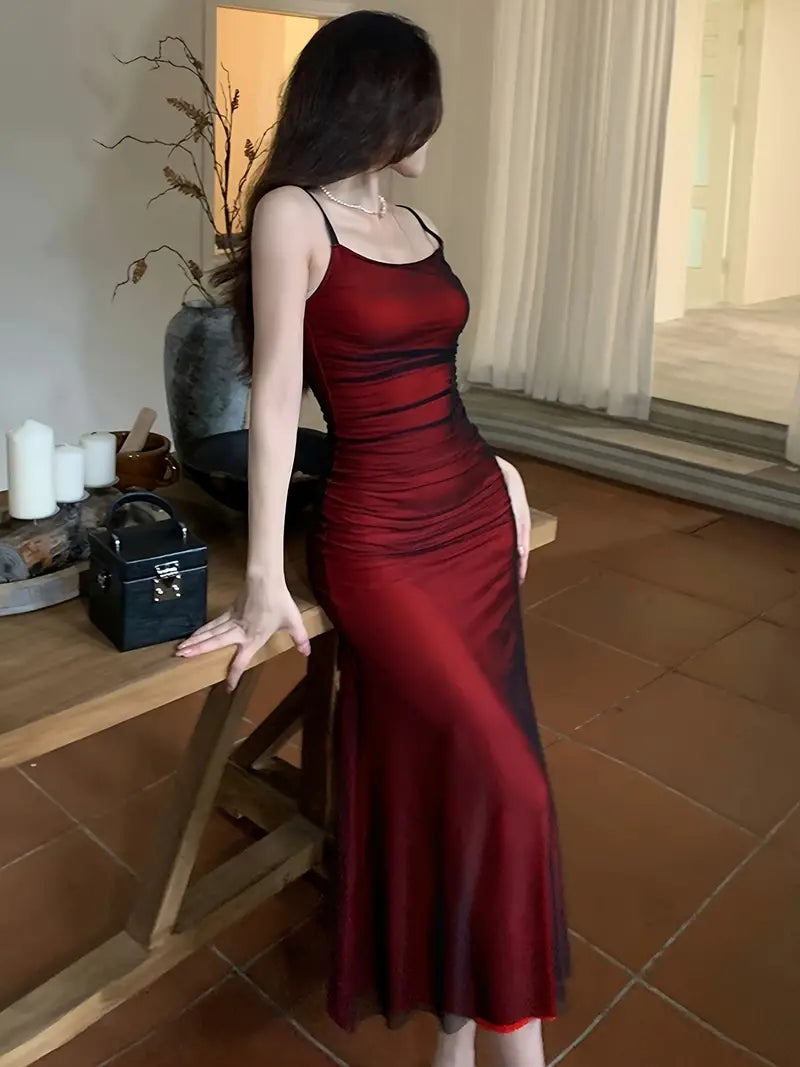 Norvielle Damen Midi-Kleid Ohne Ärmel Glamour Stil