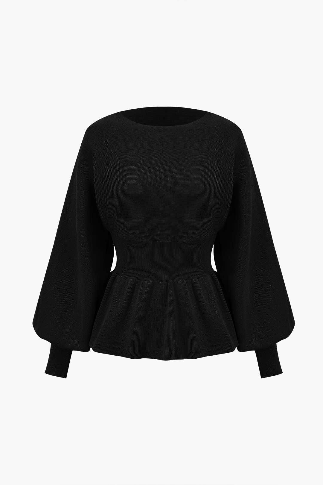 Damen Strick-Set Peplum- Bleistiftrock Elegantes Ensemble