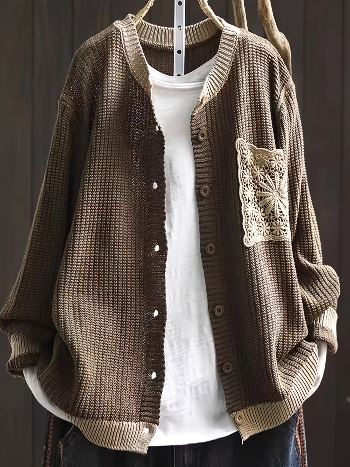 Marcelline Stricktaschenmantel Damen Wollmantel Beige - Norvielle