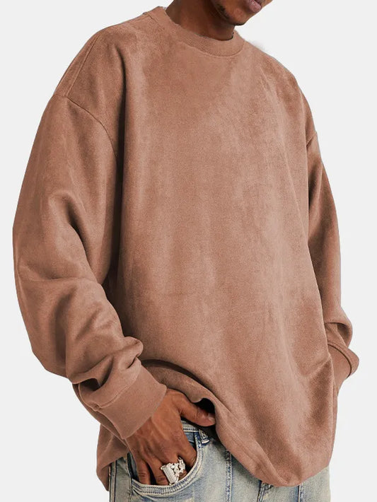 Norvielle Herren Suede Pullover Klassisch Braun - Norvielle