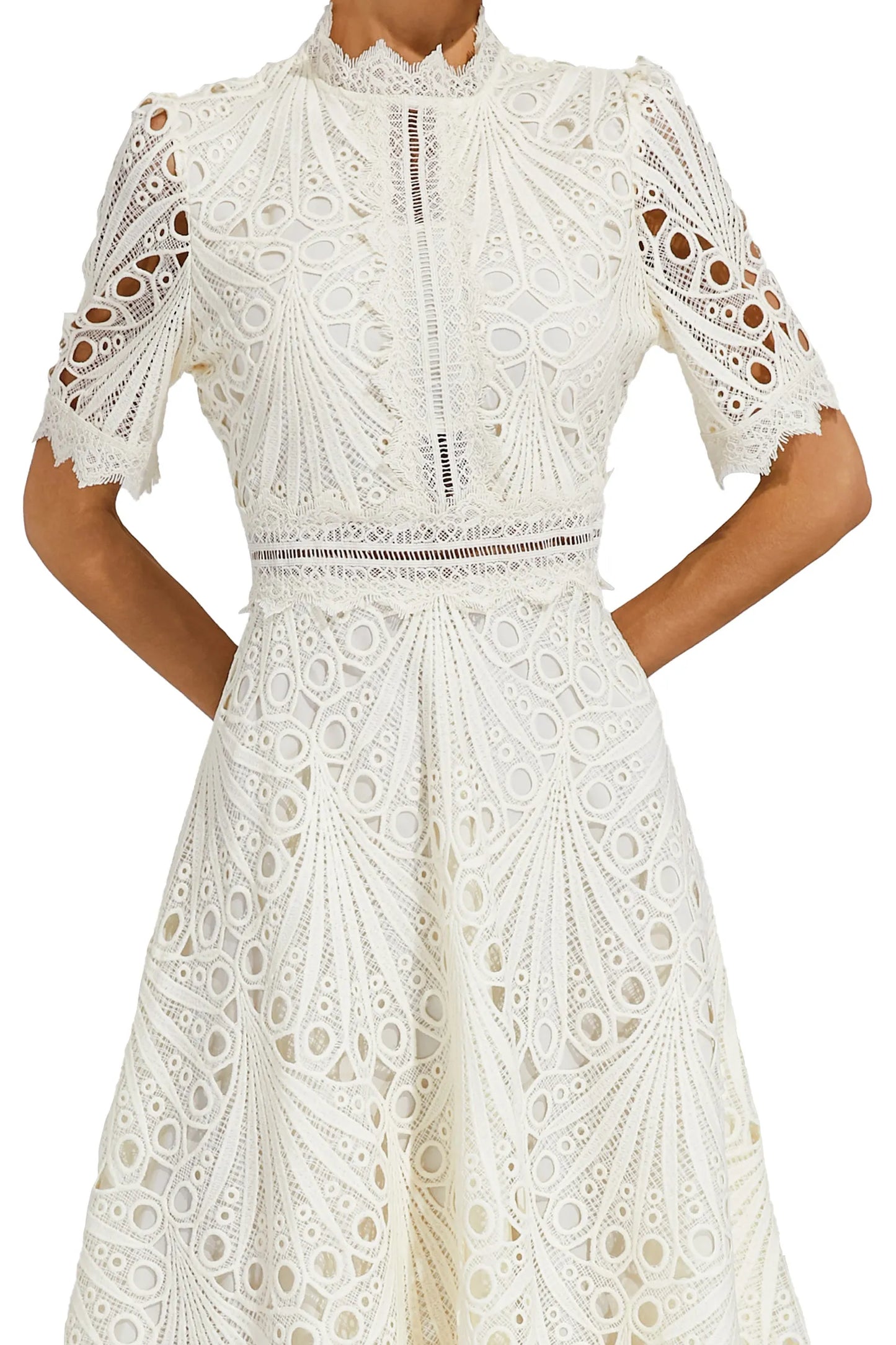 Damen Midi Kleid Spitze Schick