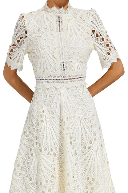 Damen Midi Kleid Spitze Schick