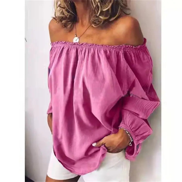 Norvielle Damen Off-Shoulder-Bluse Elegante Ballonärmel