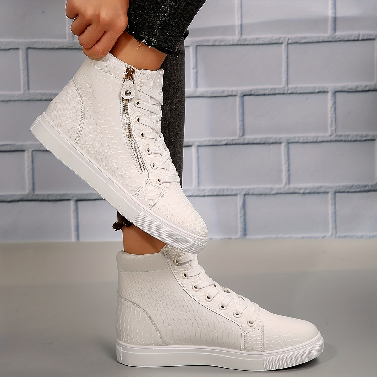 Norvielle Damen Sneakers Lässig Reißverschluss Schwarz - Norvielle