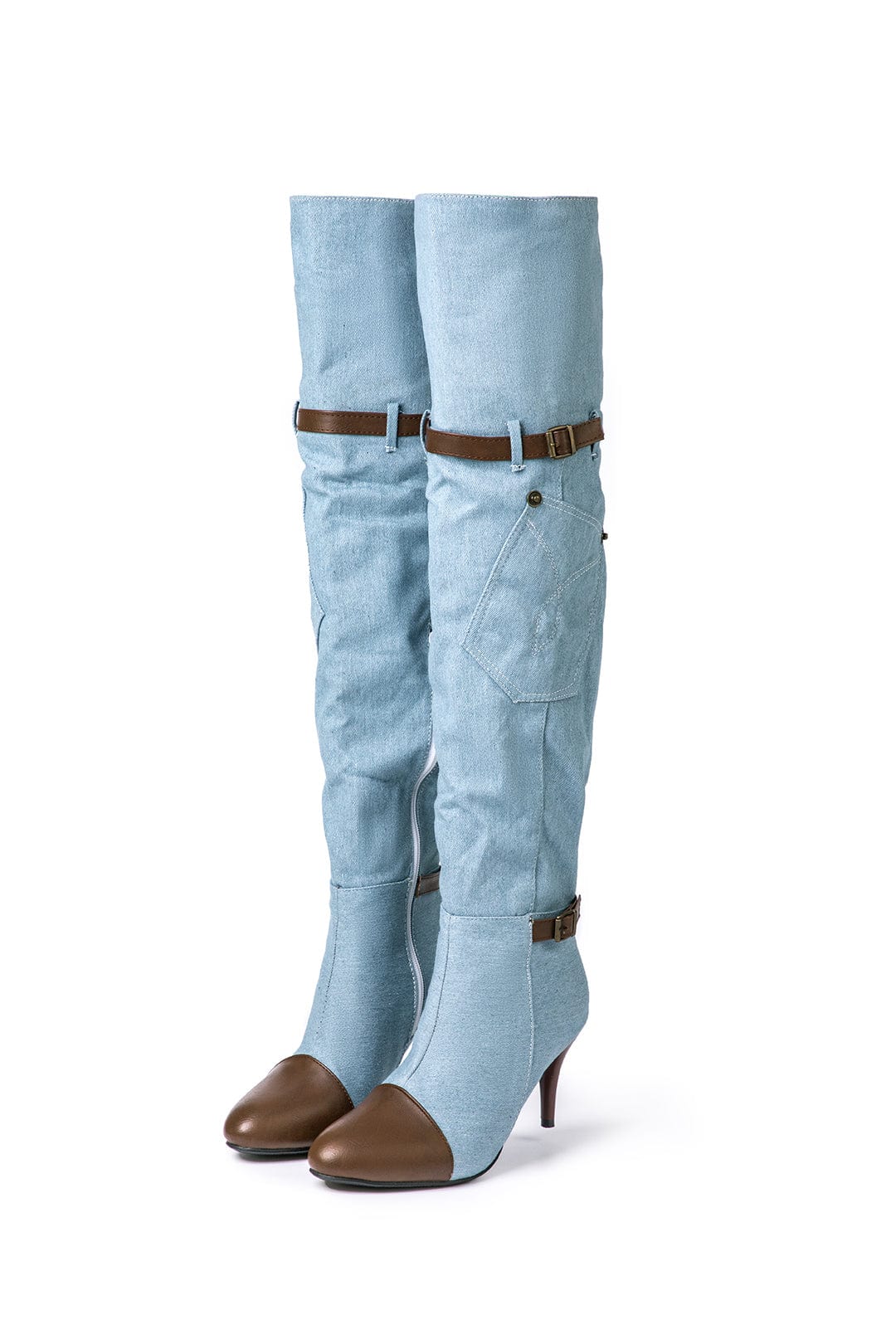 Chloe Damen Stiefel Denim Braun Absatz - Norvielle