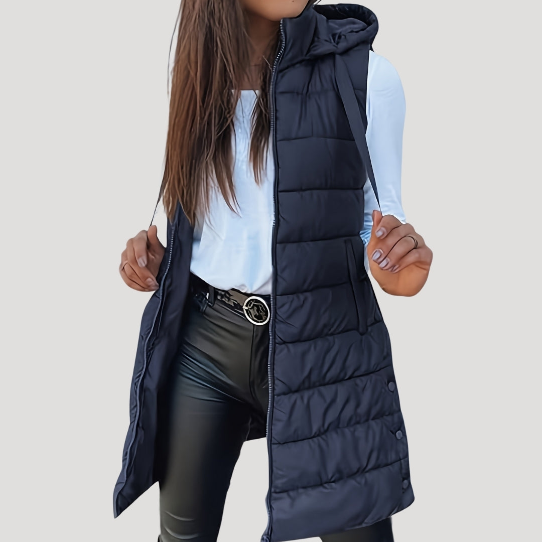 Damen Steppweste Mit Kapuze Winter