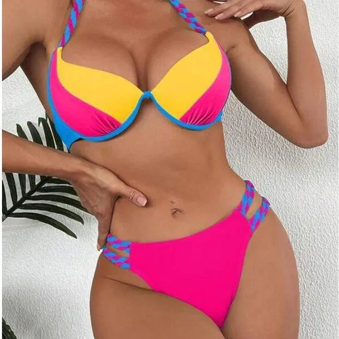 Norvielle Damen Hochgeschnittener Bikini Badeanzug - Norvielle