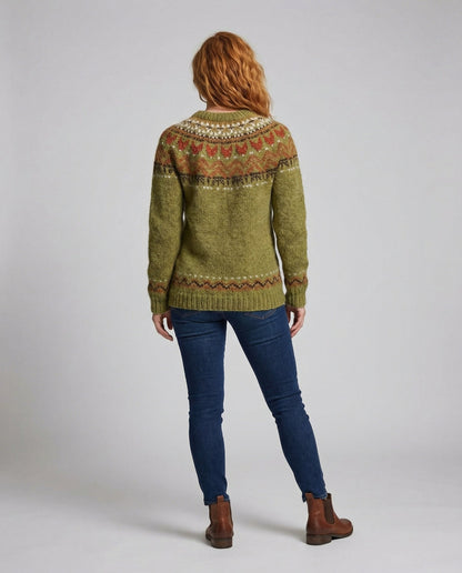 Damen Winterpullover Kuschelfleece Weich Beige