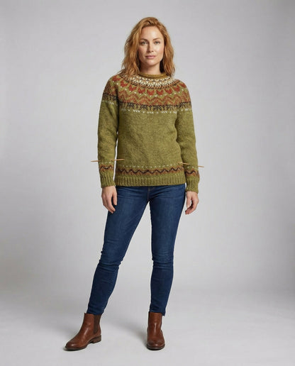 Damen Winterpullover Kuschelfleece Weich Beige