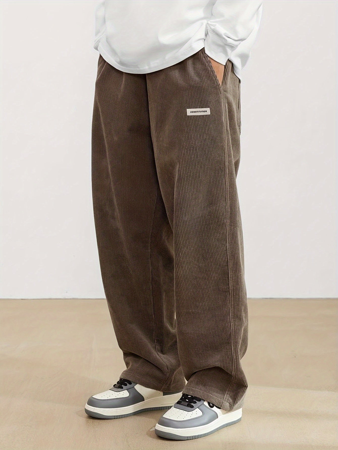 Herren Cordhose Weit Schnitt Bequem Schwarz - Norvielle