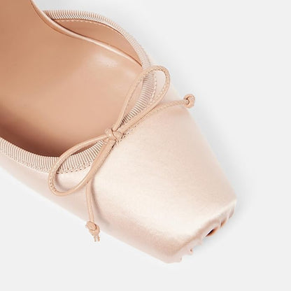 Seraphine Ballet Heels in Blush Satin – elegante High Heels mit Schleifen