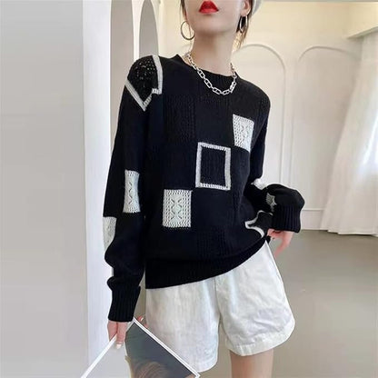 Geometrischer Damenpullover Entspannter Style