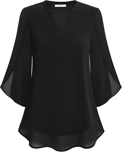 Damen Chiffon Bluse Doppelschicht Leicht Rosa - Norvielle