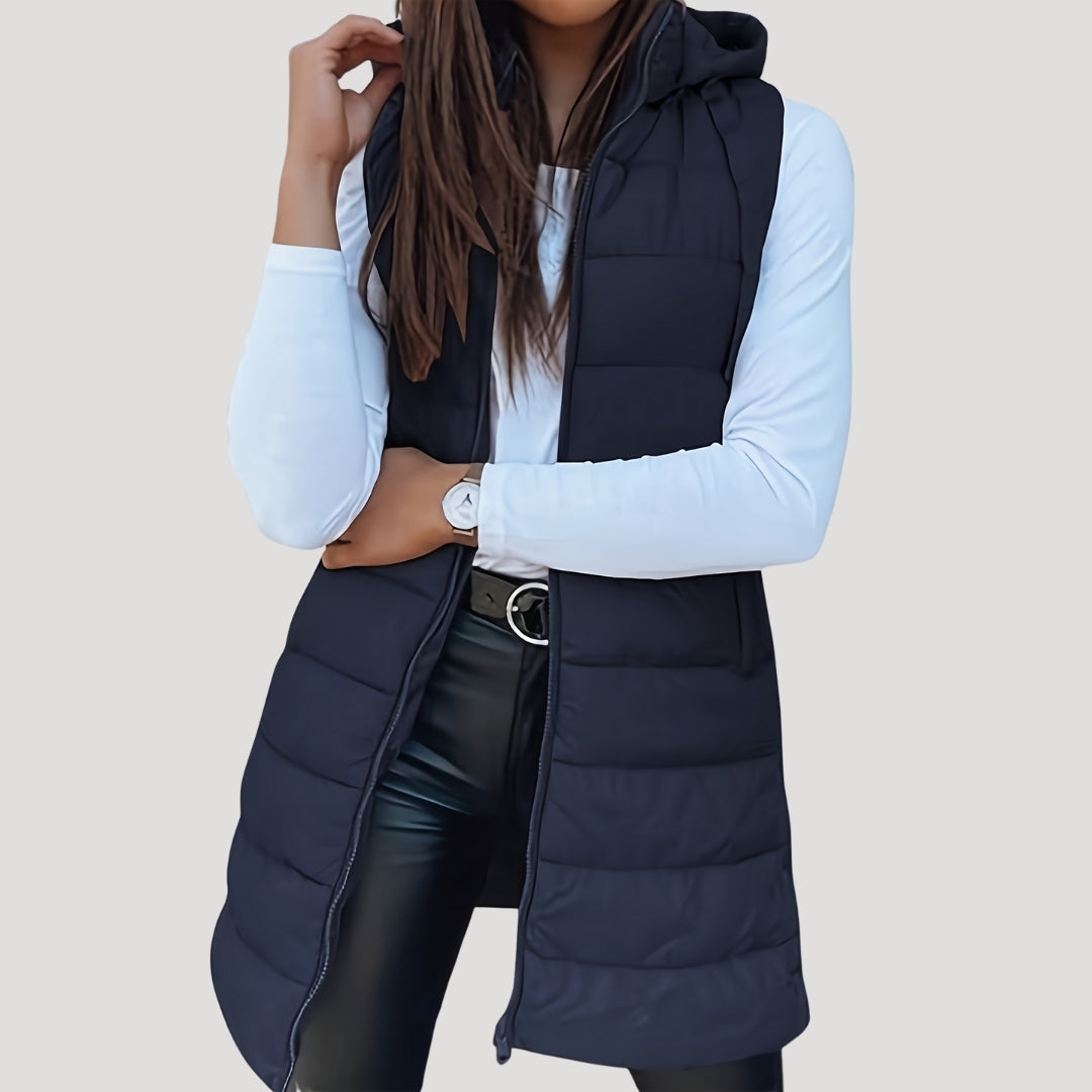 Damen Steppweste Mit Kapuze Winter