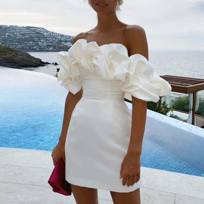 Damen Rüschenkleid Mini Hochzeitsgastkleid - Norvielle