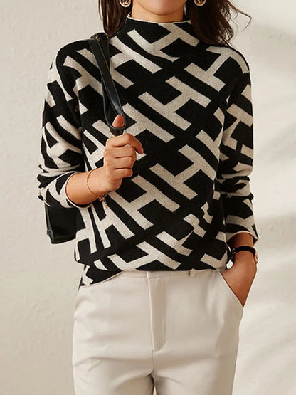 Norvielle Damen Geometrischer Pullover Bequem - Norvielle