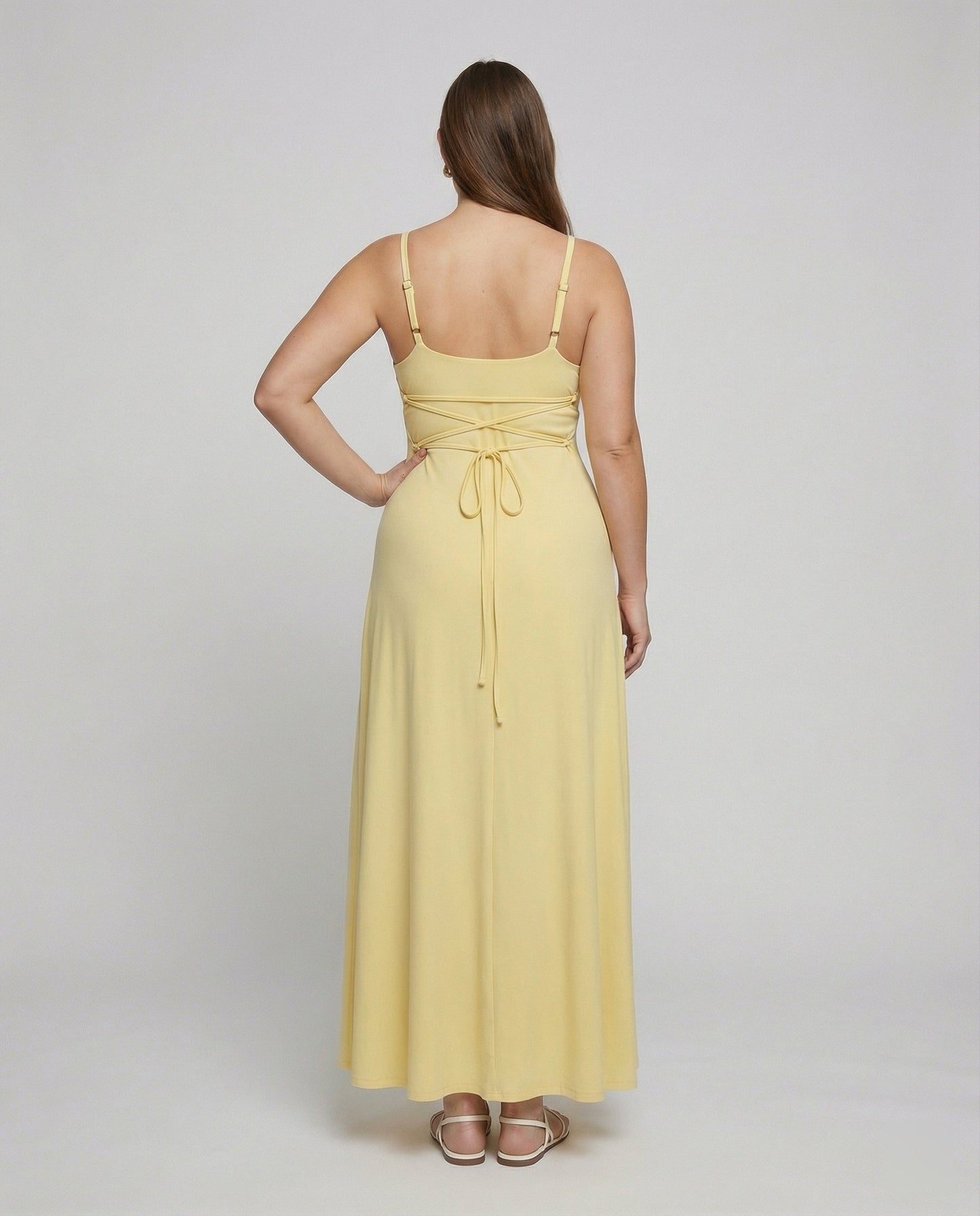 Damen Langkleid Drapiert Mit Einem Eingebauten BH