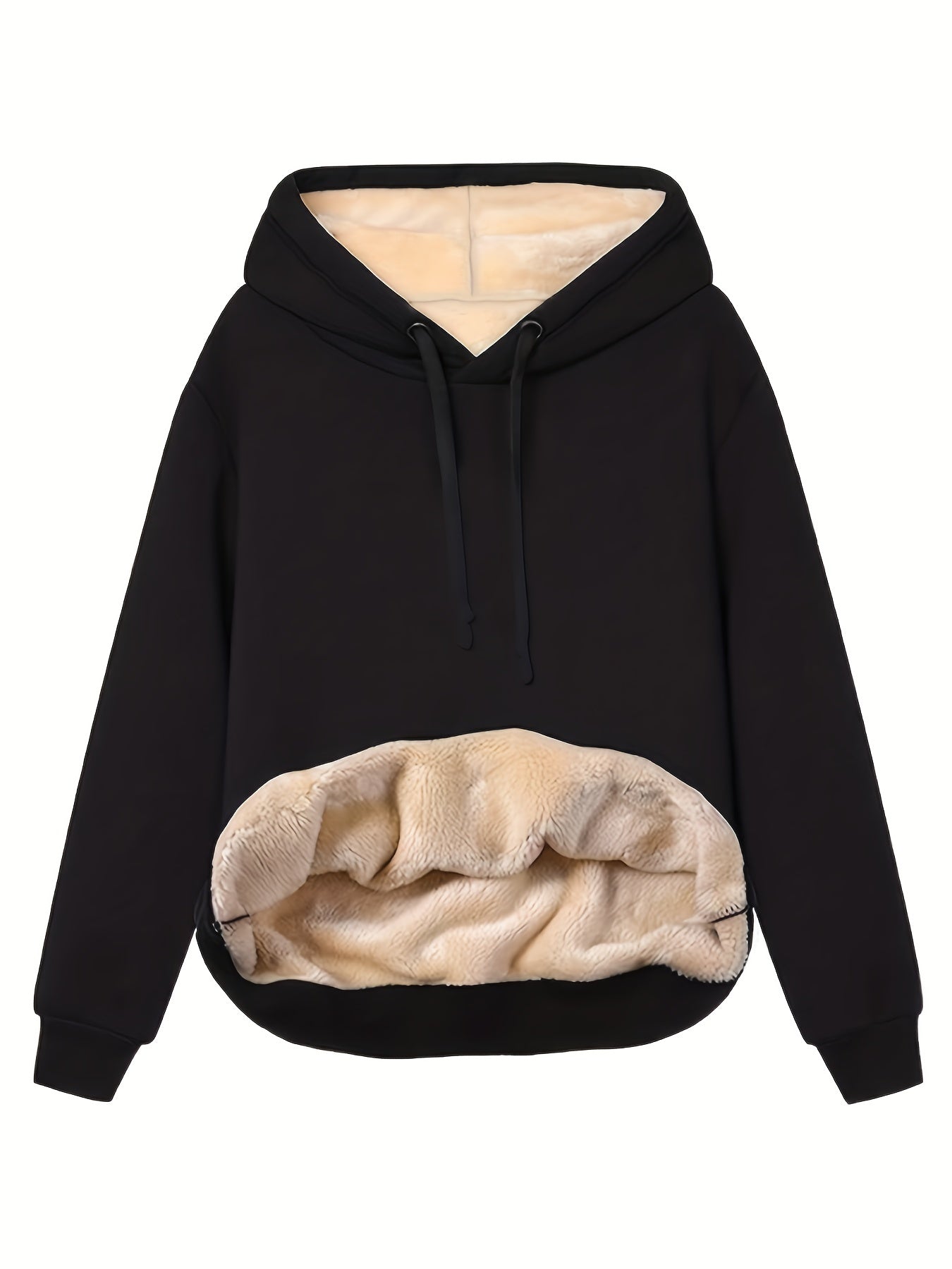 Damen Oversize Fleece-Hoodie Warm Schwarz - Norvielle