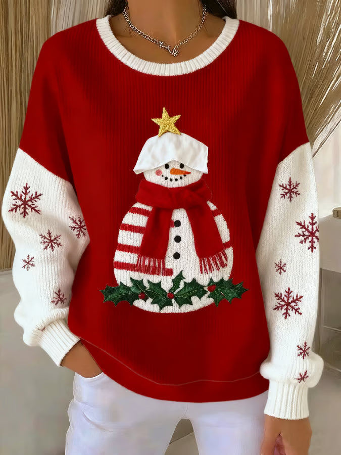 Sanne Damen Weihnachtspullover Schneemann Motiv - Norvielle