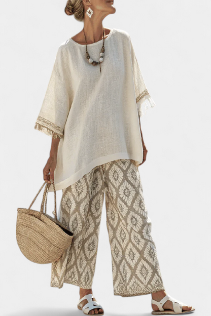 Damen Boho Zweiteiler Weite Hosenbeine - Norvielle