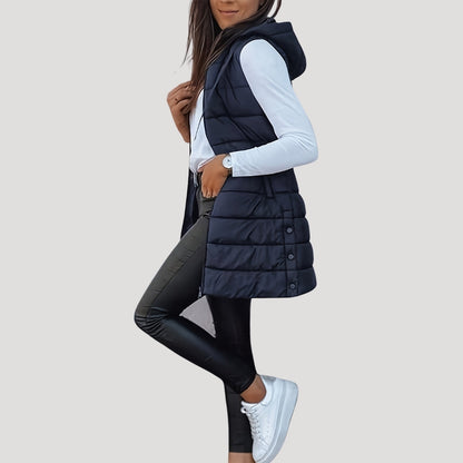 Damen Steppweste Mit Kapuze Winter