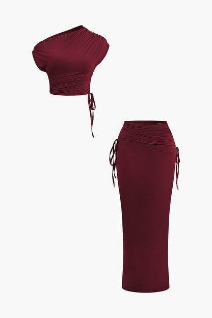 Asymmetrisches Damen Zweiteiler-Set mit One-Shoulder Crop- und