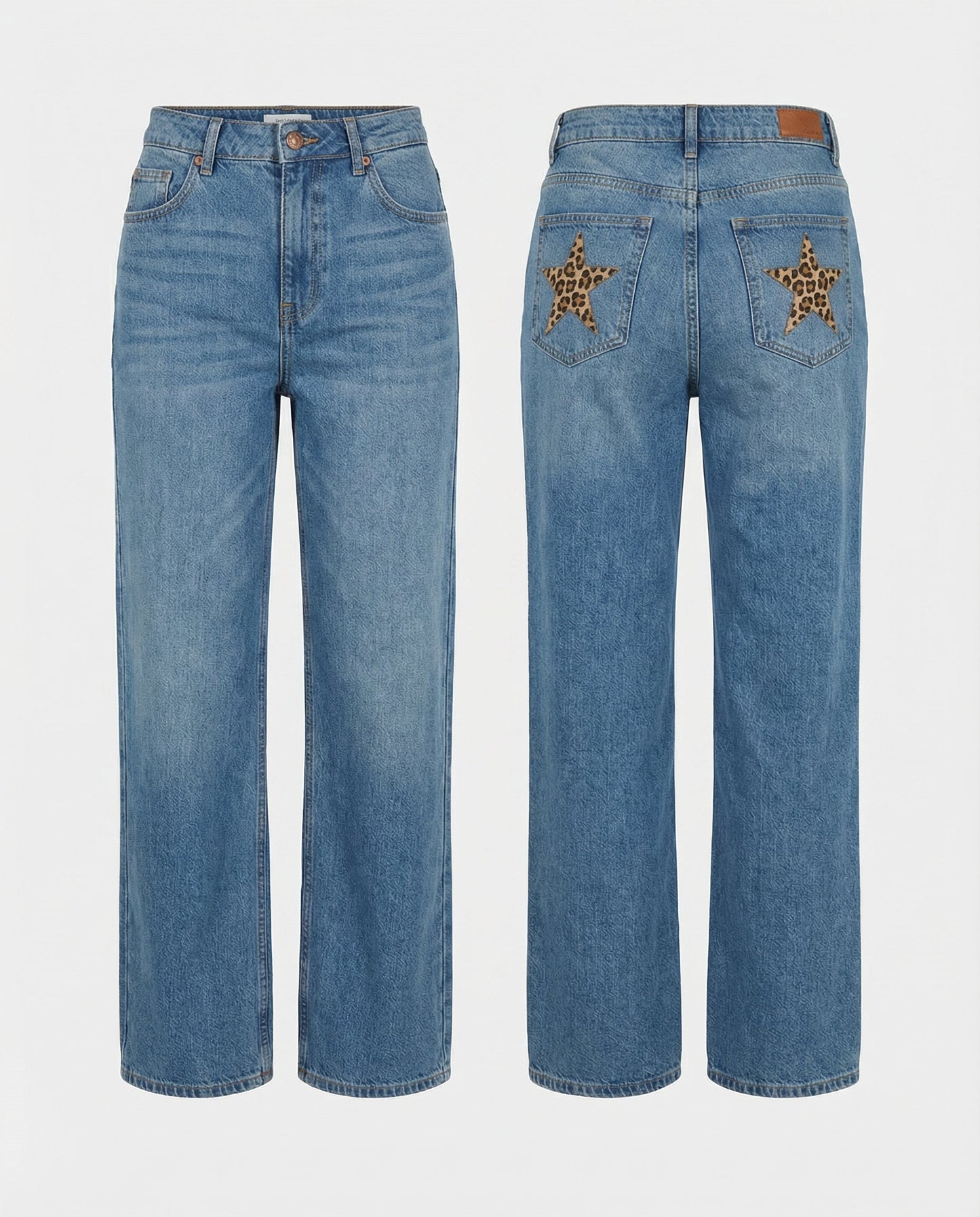 Leoparden Boyfriend Jeans Damen Retro Style