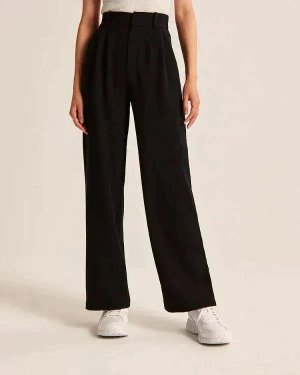Damen Pantalon Weite Beine Hohe Taille