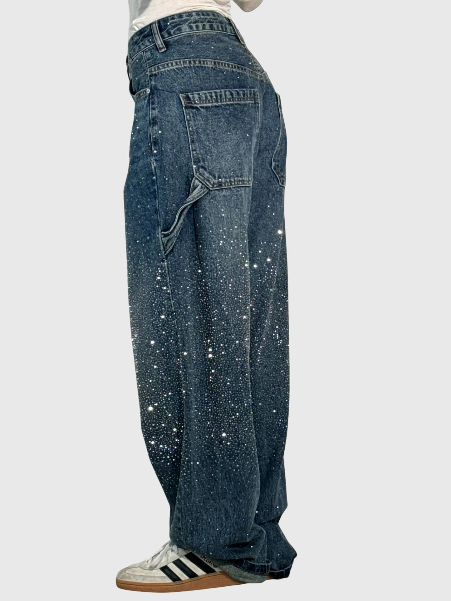 Damen Glänzende Diamant Jeanshose