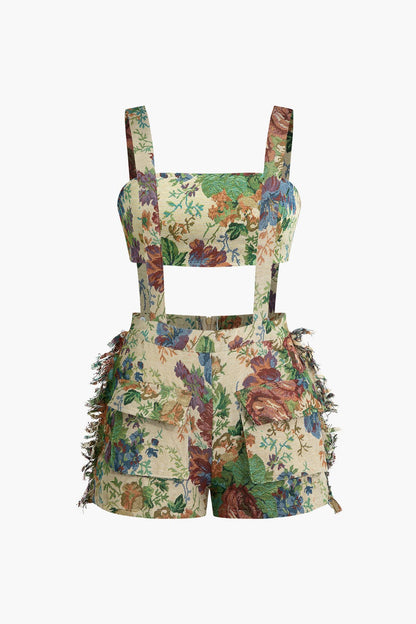 Damen Zweiteiler-Set Blumenmuster Vintage-Style - Norvielle